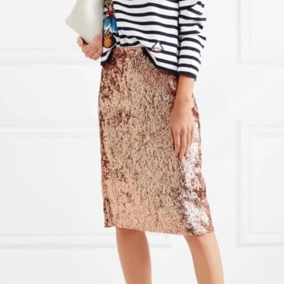 J. Crew Dresses & Skirts - NWT J.Crew Rose Gold Metallic Sequin Pencil Skirt